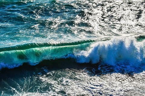 wind, wave, huge, break, transparent, water, ocean, sea, nature, splash, storm, weather, power, energy, powerful, motion, light, sunlight, beauty in nature, sport, aquatic sport, surfing, power in nature, waterfront, day, splashing, outdoors, scenics - nature, blue, flowing water, flowing, turquoise colored, breaking, 5K, CC0, public domain, royalty free
