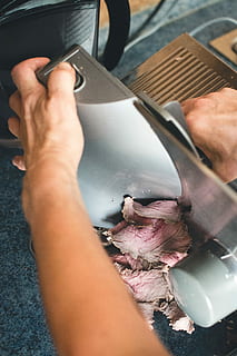 cutting roastbeef, Cutting, roastbeef, beef, meat, process, food, human Hand, raw Food, cooking, kitchen Knife, preparation, freshness, close-up, holding, human body part, washing, one man only, water, hand, real people, one person, indoors, household equipment, men, working, lifestyles, food and drink, domestic life, drink, selective focus, adult, refreshment, glass, finger, 4K
