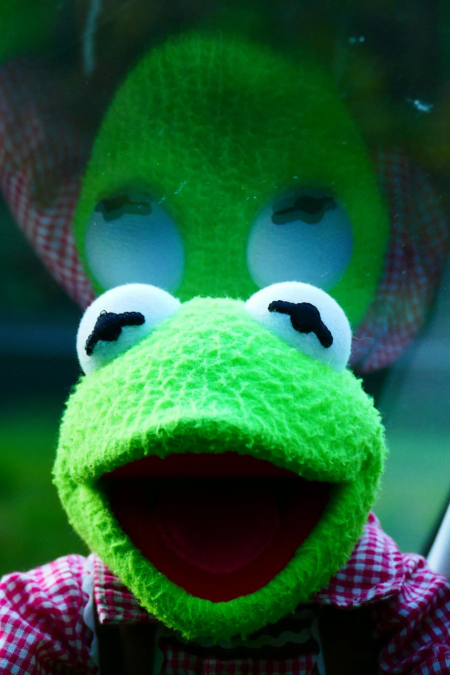 kermit, żaba, odzwierciedlić, dysk, lalka, Zielony, zielony kolor, na dworze, zbliżenie, dzień, żadnych ludzi, tematy zwierzęce, reprezentacja, skupić się na pierwszym planie, sztuki i rzemiosła, portret, zabawka, jedno zwierzę, rzeźba, kręgowiec, ssak, część ciała zwierzęcia, zwierzęca przyroda, otwarta buzia, 5K