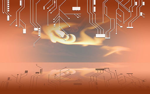 Circuit, Fire, Orange, Background, Flame, technology, industry, no people, factory, outdoors, sky, cloud - sky, digital composite, creativity, connection, sunset, communication, nature, composite image, journey, multiple exposure, mid-air, backgrounds, orange color, built structure, art and craft, 2K, CC0, public domain, royalty free