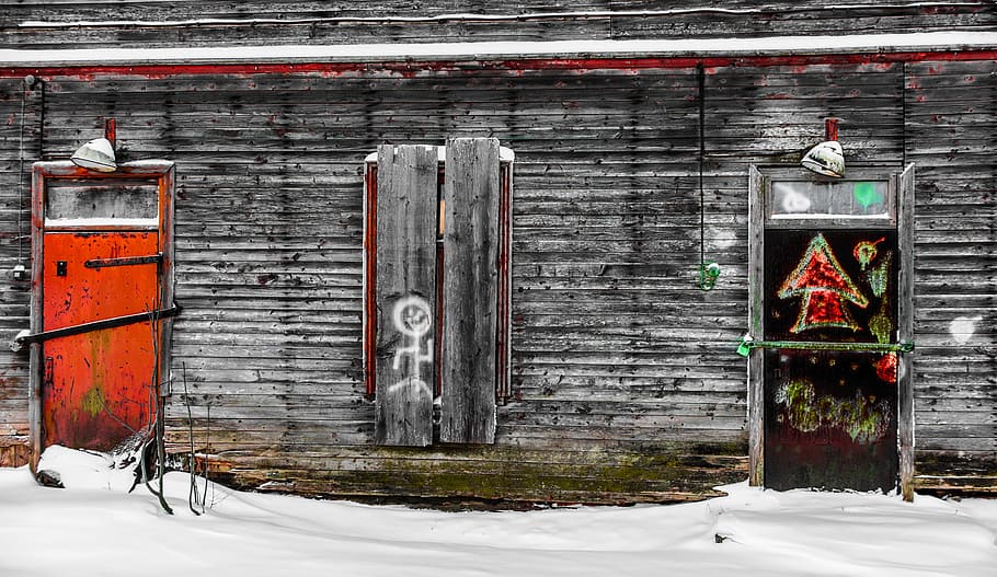 pared, antiguo, puertas, sucio, Envejecido, edificio, arquitectura, pintura, exterior, construcción, nieve, invierno, exterior del edificio, temperatura fría, material de madera, estructura construida, nadie, día, puerta, Entrada, cerrado, el color blanco, al aire libre, la seguridad, pared - característica de la construcción, naturaleza, 4K