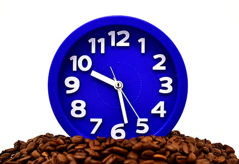 Visualització del rellotge a les 9:29, fer pausa, pausa per prendre un cafè, esmorzar, cafè, relaxa't, tassa de cafè, benefici de, beure cafè, trencar, gaudeix, beure, cafeteria, beguda de cafè, despertador, temps de, blau, punter, temps, fons blanc, rellotge, tir de l'estudi, menjar i beguda, a l'interior, tallar, cap gent, primer pla, cafè - beguda, forma, cercle, nombre, forma geomètrica, Color blanc, menjar, Minuta, cap d'any, porpra, 4K, CC0, domini públic, lliure de regalies