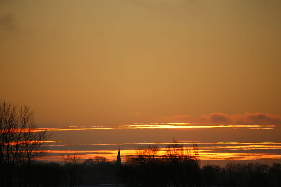 solnedgang, himmel, Sky, aftenhimlen, landskaber, scenics - natur, orange farve, skønhed i naturen, ro, rolig scene, vand, silhuet, natur, plante, ingen mennesker, idyllisk, ikke-urbane scene, træ, sky - himmel, udendørs, sø, dramatisk himmel, romantisk himmel, 5K