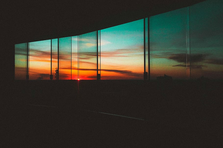 untitled, sunset, clouds, windows, silhouette, glass, nature, dark, sky, window, cloud - sky, reflection, transportation, indoors, no people, airplane, orange color, glass - material, transparent, sunlight, architecture, sun, built structure, beauty in nature, scenics - nature, airport, 5K