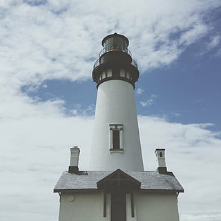 white, lighthouse, clear, sky, black, day, time, architecture, clouds, cloud - sky, low angle view, no people, building exterior, built structure, outdoors, tower, nature, building, security, protection, safety, guidance, direction, tall - high, sunlight, 1080P