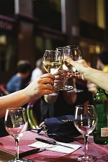 restaurant drinking wine, Friends, restaurant, drinking, wine, evening, fun, happy, women, dinner, glass, party, wineglass, celebration, clinking, cheers, people, alcohol, drink, holding, adult, men, drinking Glass, table, togetherness, unrecognizable Person, close-up, elegance, friendship, lifestyles, red wine, food and drink, human hand, refreshment, hand, real people, group of people, human body part, indoors, celebratory toast, nightlife, 2K, CC0, public domain, royalty free