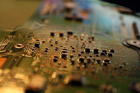 green circuit board, Technical, Circuit Board, Electronics, old, recycling, resistance, soldering, disruption, isärplockad, open, closeup, selective focus, no people, electronics industry, close-up, computer chip, indoors, technology, equipment, industry, complexity, connection, computer equipment, mother board, computer part, computer, innovation, macro, electrical equipment, electrical component, 4K, CC0, public domain, royalty free