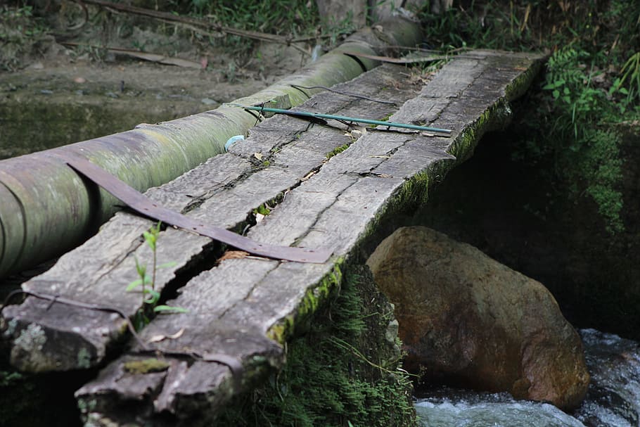 ponte, caminho, ponte sobre o rio, madeira - material, ninguém, natureza, plantar, dia, musgo, agua, visão de alto ângulo, Rocha, árvore, sólido, ao ar livre, rock - objeto, cor verde, floresta, tranquilidade, trilha, terra, registro, 5K