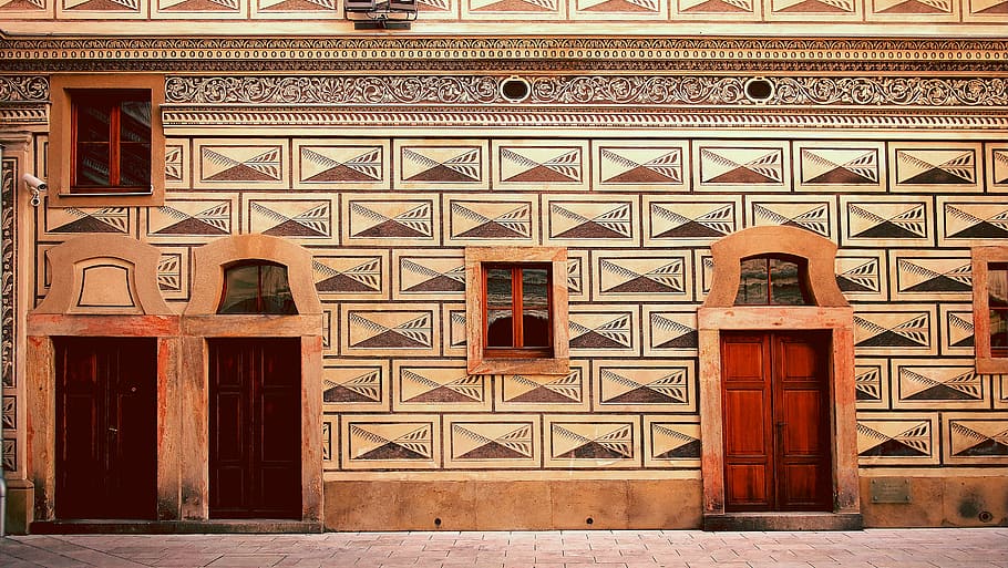 braun, rot, Beton, Gebäude, Weiß, Zaun, Tür, die Architektur, Fenster, Muster, Wand, architektonisch, Prag, geometrisch, Land, entdecken, erkunden, Stadtrundfahrt, Tour, Standort, gebaute Struktur, Eingang, Gebäudehülle, Tag, keine Leute, geschlossen, Bogen, Holz - Material, Design, Sicherheit, draußen, Schutz, Geschichte, 2K