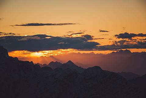 aerial, photography silhouette, mountains, sunset, silhouette photo, clouds, noontime, photo, od, white clouds, cloud, sunrise, silhouette, nature, mountain, scenics, sky, landscape, dusk, sunrise - Dawn, outdoors, cloud - Sky, beauty In Nature, sun, orange Color, sunlight, dawn, mountain Range, mountain Peak, cloudscape, tranquil scene, scenics - nature, tranquility, idyllic, non-urban scene, environment, no people, majestic, remote, 4K, CC0, public domain, royalty free