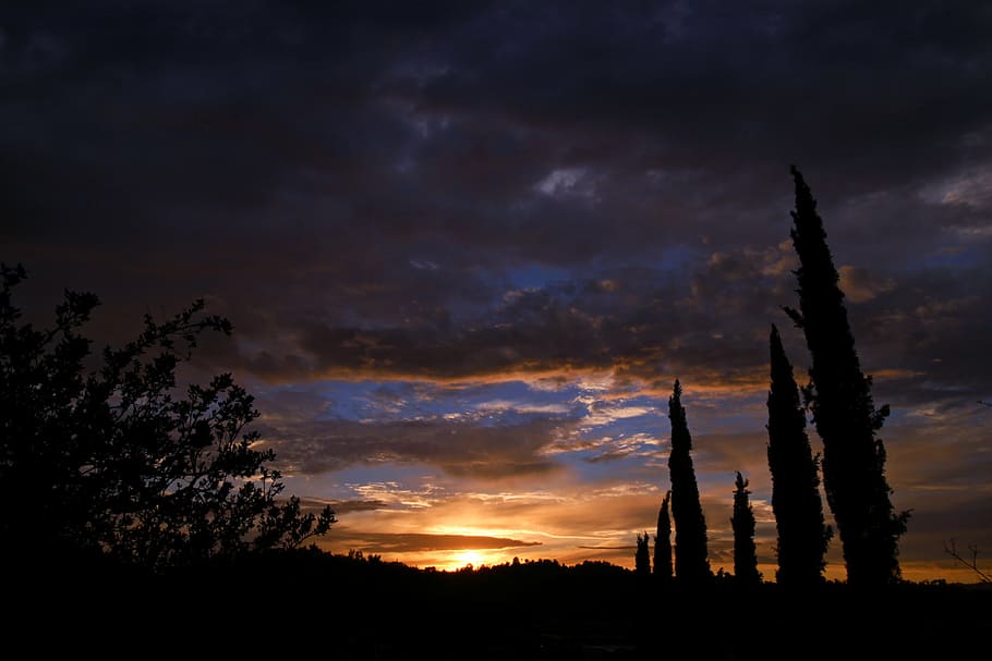 posta de sol, cel, núvol, horitzó, groc, alba, vista, llum, taronja, camp, natural, llum solar, a l'aire lliure, sortida del sol, paisatge, blau, tarda, vermell, silueta, vespre, sol, prat, cielo, nube, atardecer, escena, horizonte, escènic, nit, religió, naturalesa, núvol - cel, arbre, bellesa a la natura, cap gent, escenics - natura, arquitectura, escena tranquil·la, planta, tranquil·litat, estructura construïda, torre, escena no urbana, lloc de culte, edifici, 4K
