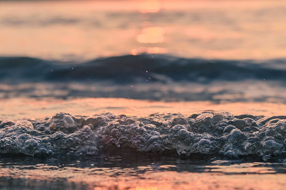 corpo, agua, por do sol, Rocha, cercado, corpos, onda, mar, bolhas, de praia, costa, luz solar, reflexão, nascer do sol, fundo, solta, bokeh, Visão, macro, céu, ninguém, natureza, tranquilidade, beleza na natureza, scenics - natureza, ao ar livre, nuvem - céu, sólido, movimento, cena tranquila, meio Ambiente, rock - objeto, cor laranja, poder na natureza, 4K