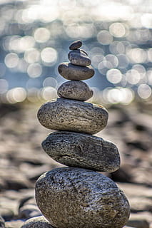 gray stones, gray balance pebbles, rock, balance, stone, stack, meditation, meditate, zen, stacked, bokeh, tranquility, peace, photography, yoga, light, piled up, stone - object, solid, pebble, zen-like, rock - object, nature, focus on foreground, no people, sunlight, close-up, land, day, beach, outdoors, stability, 5K, CC0, public domain, royalty free