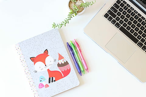 tre, click penne a colori assortiti, taccuino, macbook, accanto, grigio, il computer portatile, spazio di lavoro, Volpe, ufficio, penna, minimo, colorato, scrivania, studiando, design, ragazzo, studio, illustrazione, tecnologia wireless, computer, tecnologia, in casa, tavolo, comunicazione, attrezzatura informatica, nessuno, connessione, creatività, carta, vista dall'alto, a forma di cuore, tastiera, dispositivo di informazione portatile, tastiera del computer, libro, girato in studio, Colore bianco, bloc notes, 5K, CC0, dominio pubblico, privo di copyright
