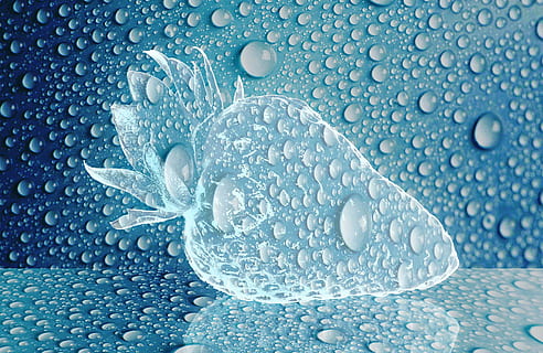 papel de parede, morango, fruta, padronizar, organização, sobremesa, folha de morango, bolha, fechar-se, agua, natureza, azul, ninguém, dentro de casa, esfera, sabão sud, fundo colorido, close-up extremo, tiro do estúdio, abstrato, solta, temas animais, origens, molhado, pureza, fundo azul, 1080P, CC0, domínio público, royalty free