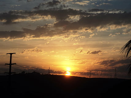 solnedgang, sol, Eventide, himmel, skygge, skyer, sky - himmel, silhuet, skønhed i naturen, orange farve, scenics - natur, natur, ro, ingen mennesker, rolig scene, el-pylon, sollys, kabel, forbindelse, strømkabel, teknologi, idyllisk, udendørs, elektricitet, Strømforsyning, lyse, 4K, CC0, offentligt domæne, royaltyfrie