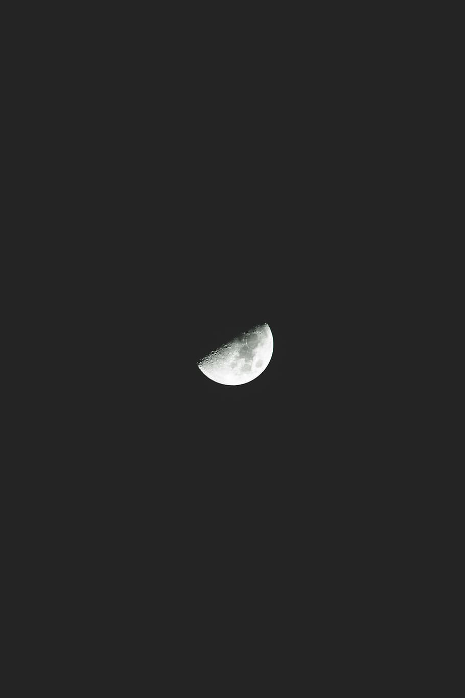mezza luna, buio, notte, cielo, Luna, luce, spazio, astronomia, bellezza nella natura, luna planetaria, scenics - natura, Inquadratura dal basso, scena tranquilla, la tranquillità, copia spazio, natura, nessuno, cielo sereno, idilliaco, all'aperto, superficie lunare, astrologia, spazio e astronomia, chiaro di luna, 5K