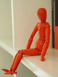 Character, Puppet, sitting, only, based, seated figure, orange, shelf, rest, wood, red, figurine, human representation, indoors, no people, model - object, toy, representation, still life, art and craft, creativity, close-up, male likeness, focus on foreground, mannequin, craft, wood - material, sculpture, single object, table, female likeness, flooring, wheel, 4K, CC0, public domain, royalty free