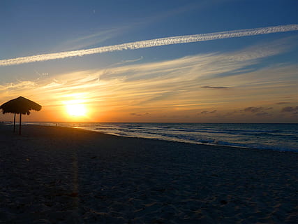 seashore during sunrise, Beach, Sand, Sand Beach, Clouds, Cuba, beach, sky, sunset, sea, sand, vacations, nature, summer, coastline, water, sun, sunlight, tropical Climate, idyllic, no People, tranquil Scene, blue, travel Locations, outdoors, dusk, scenics, tourist Resort, travel Destinations, relaxation, beauty In Nature, travel, horizon Over Water, land, scenics - nature, horizon, tranquility, cloud - sky, orange color, non-urban scene, 1080P, CC0, public domain, royalty free