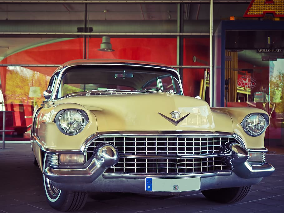 groc, chevrolet, bel, aire, automàtic, Cadillac, oldtimer, clàssic, vehicle, crom, nostàlgia, vell, vintage, retro, automoció, graella, punt de mira, pkw, històricament, més fresc, cotxes, cotxe muscular, v8, cotxe antic, manera de transport, cotxe, vehicle terrestre, estil retro, transport, automòbil, cotxe d'època, arquitectura, faro, estacionari, cap gent, ciutat, dia, estructura construïda, carrer, exterior de l'edifici, a l'aire lliure, viatjar, luxe, 4K