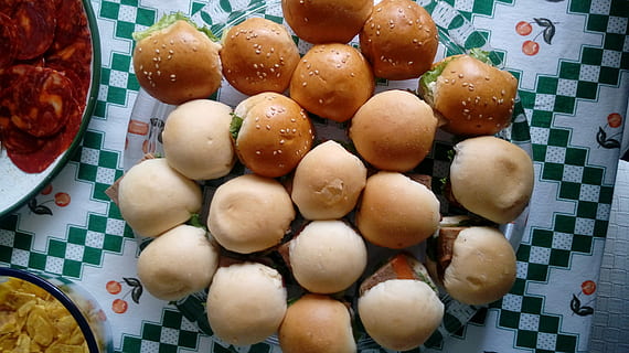 Breads, bread, buffet, ham, lettuce, food, no People, color Image, food and drink, indoors, sweet food, indulgence, large group of objects, freshness, still life, table, ready-to-eat, directly above, high angle view, temptation, close-up, meal, serving size, wellbeing, healthy eating, pattern, plate, snack, 4K, CC0, public domain, royalty free