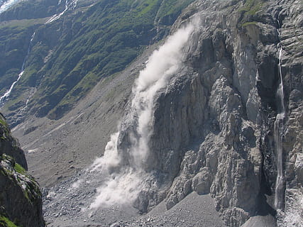 gray, mountain, smoke, rock slide, eiger, alps, panoramic, cold, alpine, ice, snow, high, nature, peak, hiking, swiss, dust, rock fall, landslide, landslip, rockslide, debris avalanche, mountain creep, beauty in nature, scenics - nature, rock, day, motion, rock - object, water, environment, solid, no people, non-urban scene, high angle view, rock formation, mountain range, idyllic, outdoors, waterfall, power in nature, flowing water, flowing, formation, 1080P, CC0, public domain, royalty free