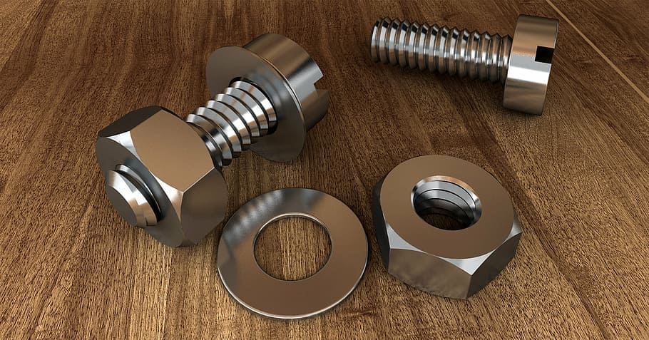 foto, Due, grigio, bulloni, rondelle, Marrone, superficie, vite, filo, tecnologia, madre, metallo, dado esagonale, ghiandola, filo di metallo, filo metrico, acciaio, ferro, 3d, 3d-model, animazione, visualizzazione, legno - materiale, color argento, saliera, pavimento in legno, tavolo, brillante, venatura del legno, nessuno, sfondo marrone, in casa, vista dall'alto, avvicinamento, cibo e bevande, girato in studio, sfondo colorato, gruppo di oggetti, natura morta, bere, gruppo, gruppo medio di oggetti, attrezzatura, cibo, comunicazioni globali, vasellame, 2K