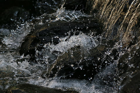 splash of water, close, photo, body, water, rocks, river, flow, liquid, splash, nature, no people, day, outdoors, beauty in nature, close-up, motion, splashing, rock, solid, rock - object, selective focus, high angle view, blurred motion, waterfront, flowing water, cold temperature, wet, flowing, purity, 5K, CC0, public domain, royalty free