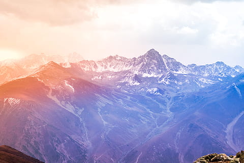 rocky mountain, altitude, bright, clouds, cold, colors, dawn, daylight, fog, height, high, ice, landscape, mountain peak, mountains, nature, outdoors, pinnacle, scenic, sky, snow, sun, sunrise, winter landscape, mountain, scenics - nature, mountain range, environment, beauty in nature, cold temperature, winter, snowcapped mountain, cloud - sky, tranquil scene, tranquility, travel, no people, travel destinations, 5K, CC0, public domain, royalty free