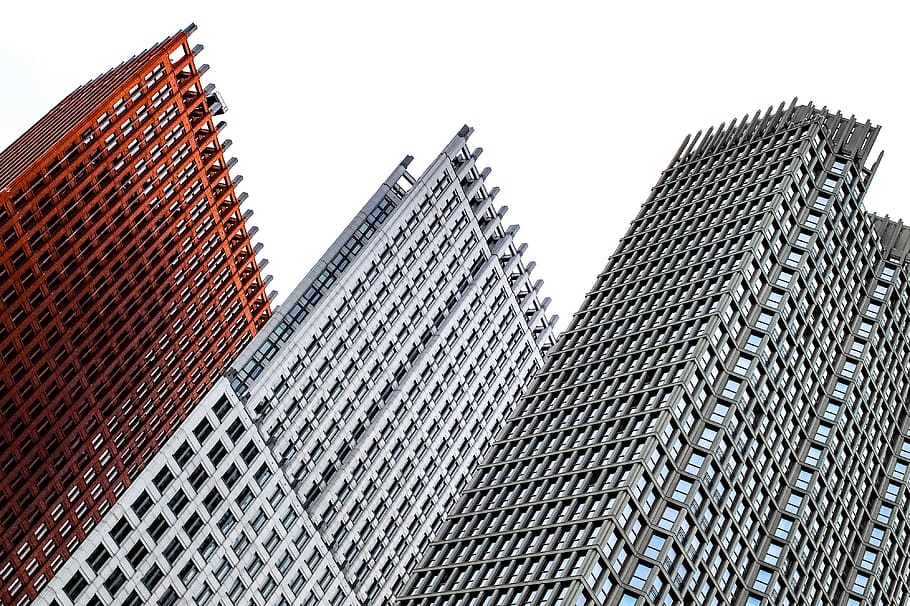 věž, budova, mrakodrap, moderní, architektura, konstrukce, den haag, Nizozemí, Holandsko, Evropa, exteriér budovy, stavba, nízký úhel pohledu, nebe, město, kancelářská budova exteriér, vysoká - vysoká, čisté nebe, nikdo, kancelář, Příroda, den, vzor, venku, sklo - materiál, finanční okres, 4K
