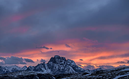 grå, sort, bjerg, solnedgang, den koldeste solnedgang, Sky, solopgang, kam, natur, himmel, sne, bjergtop, landskab, sky - himmel, scenics, udendørs, bjergkæde, skønhed i naturen, cloudscape, blå, vinter, solopgang - daggry, europæiske alper, skumring, sollys, sol, daggry, kold temperatur, scenics - natur, rolig scene, miljø, ro, ingen mennesker, dramatisk himmel, ikke-urbane scene, idyllisk, snedækket bjerg, 5K, CC0, offentligt domæne, royaltyfrie