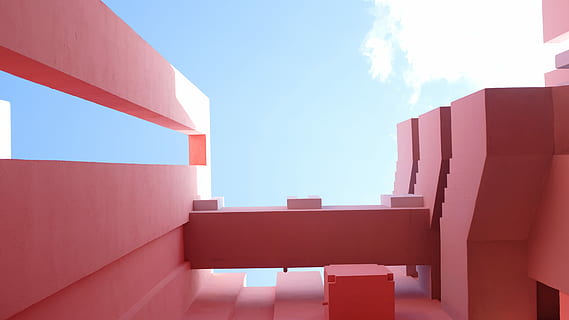 edificio in cemento bianco, fotografia dal basso, edifici, costruzione, architettura, struttura, nube, blu, cielo, rosa, rosso, Spagna, architetto, estate, roja, muralla, mare, sole, nessuno, attività commerciale, moderno, nuvola - cielo, colore rosa, in casa, grande gruppo di oggetti, giorno, struttura costruita, copia spazio, ufficio, natura, di fila, Inquadratura dal basso, luminosa, 5K, CC0, dominio pubblico, privo di copyright