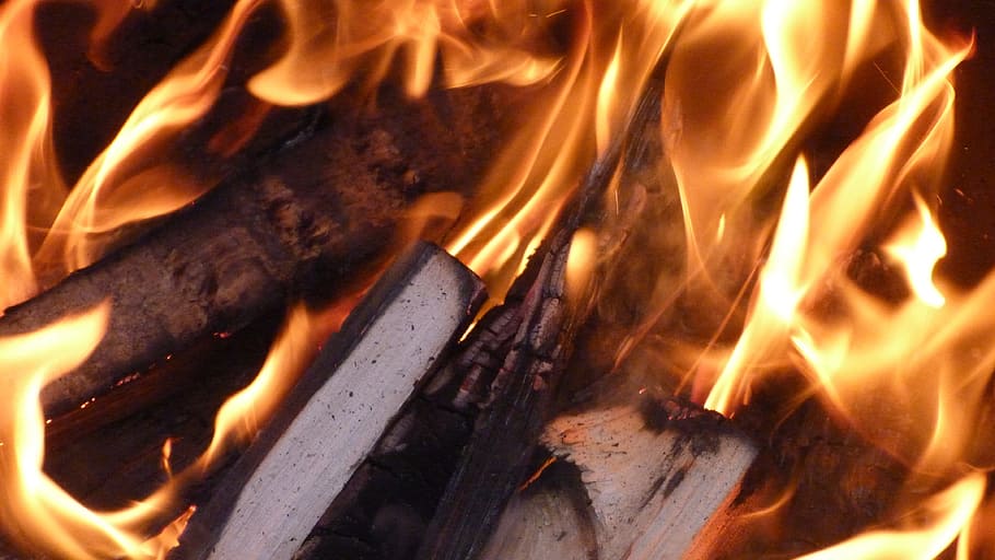 ild, flamme, firelight, varme, træ, ild, flamme, varme - temperatur, brænding, fare, røg - fysisk struktur, tæt på, brand - naturligt fænomen, log, Brænde, ingen mennesker, bål, bevægelse, baggrunde, træ - materiale, orange farve, ildsted, fuld ramme, natur, lejrbål, Camping, 4K