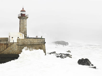 playa, faro, Oceano, al aire libre, rocas, mar, espuma de mar, costa, chapoteo, agua, estructura construida, temperatura fría, exterior del edificio, torre, nieve, arquitectura, dirección, invierno, edificio, naturaleza, cielo, tierra, sólido, belleza en la naturaleza, paisajes - naturaleza, nadie, 5K