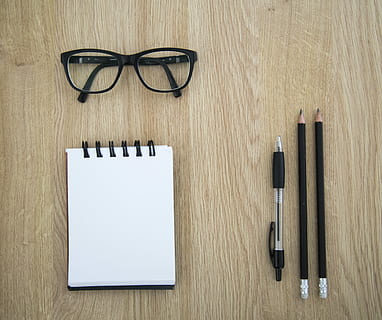eyeglasses, black, frames, table, Pen, Glasses, Study, Planning, Project, work, education, school, student, book, idea, studying, office, knowledge, business, desk, note, paper, university, nerd, learning, thinking, smart, pencil, wood - material, blank, copy space, wood grain, indoors, directly above, writing instrument, no people, still life, creativity, office supply, white color, message, reading glasses, fountain pen, 4K, CC0, public domain, royalty free