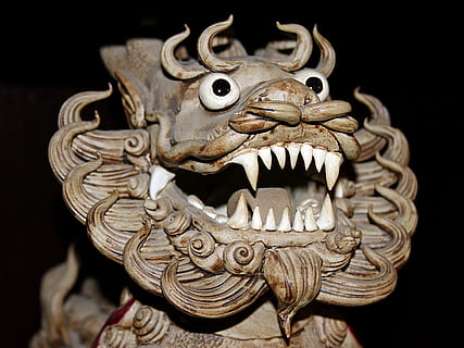 Dragão, monstro, criaturas míticas, criatura, China, escultura, figura de pedra, estátua, arte, obra de arte, datailaufnahme, perto, dente, medo, perigoso, arte e Artesanato, animal, representação animal, temas animais, fundo preto, fechar-se, ninguém, representação, construir, criatividade, monstro - personagem fictício, um animal, dentro de casa, animais selvagens, tiro do estúdio, parte do corpo animal, mamífero, arquitetura, cabeça de animal, boca aberta, 4K, CC0, domínio público, royalty free