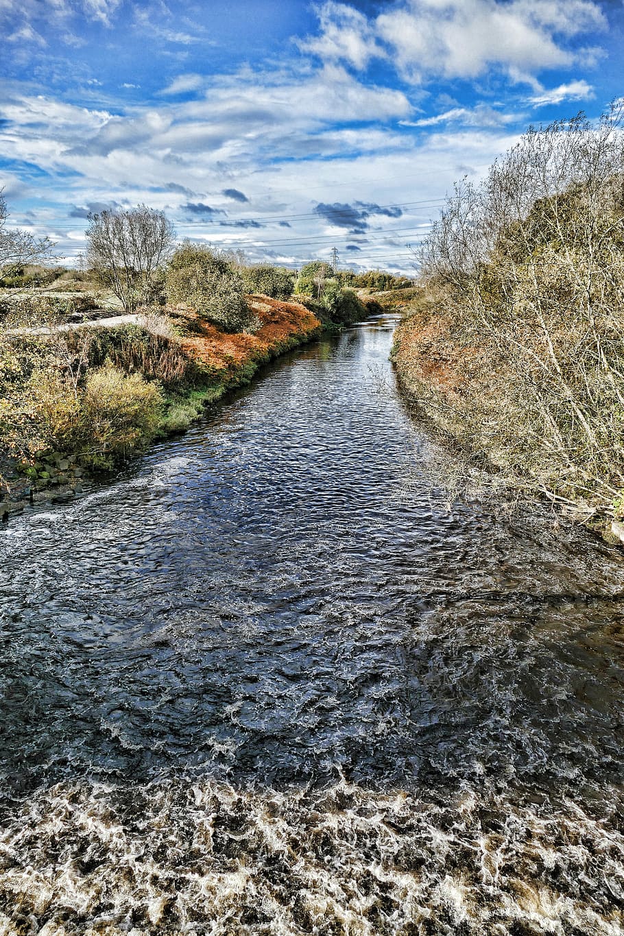 urmston, riu, mersey, aigua, Anglaterra, merseyside, alt, dinàmic, vibrant, brillant, ondulat, moviment, núvol - cel, cel, tranquil·litat, planta, dia, escena tranquil·la, cap gent, naturalesa, bellesa a la natura, arbre, escenics - natura, escena no urbana, davant del mar, terra, creixement, a l'aire lliure, aigua que flueix, que flueix, 5K