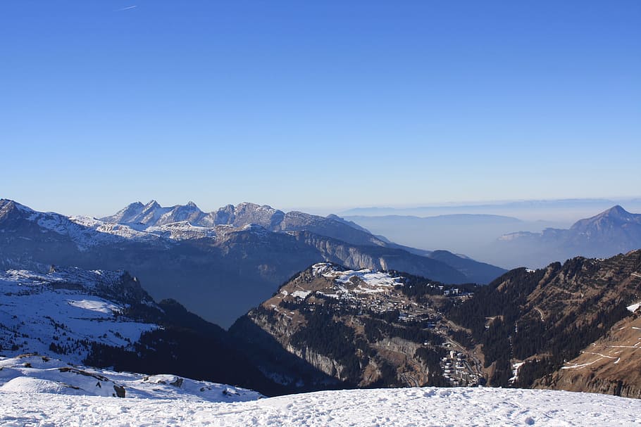 montagne, la neve, settimana bianca, inverno, montagna, temperatura fredda, catena montuosa, scenics - natura, ambiente, bellezza nella natura, paesaggio, cielo, natura, cielo sereno, terra, montagna innevata, blu, nessuno, destinazioni di viaggio, luce del sole, soleggiato, all'aperto, picco di montagna, 4K
