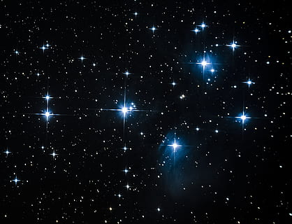 stars at night, astronomy, constellation, galaxy, nebula, infinity, star - space, space, night, sky, no people, glowing, nature, light - natural phenomenon, illuminated, space exploration, science, blue, bright, scenics - nature, bunch, technology, backgrounds, luminosity, taurus, globular star cluster, hand-held telescope, 2K, CC0, public domain, royalty free
