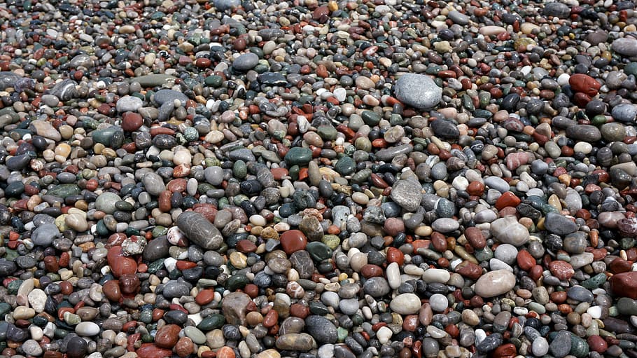 sten, strand, rund, sten-, glimmer, runde sten, farve, rullesten, fuld ramme, baggrunde, dag, ingen mennesker, udendørs, sten - objekt, klippe, jord, overflod, høj vinkel visning, solid, stor gruppe af objekter, natur, ro, tekstureret, stilleben, form, 4K