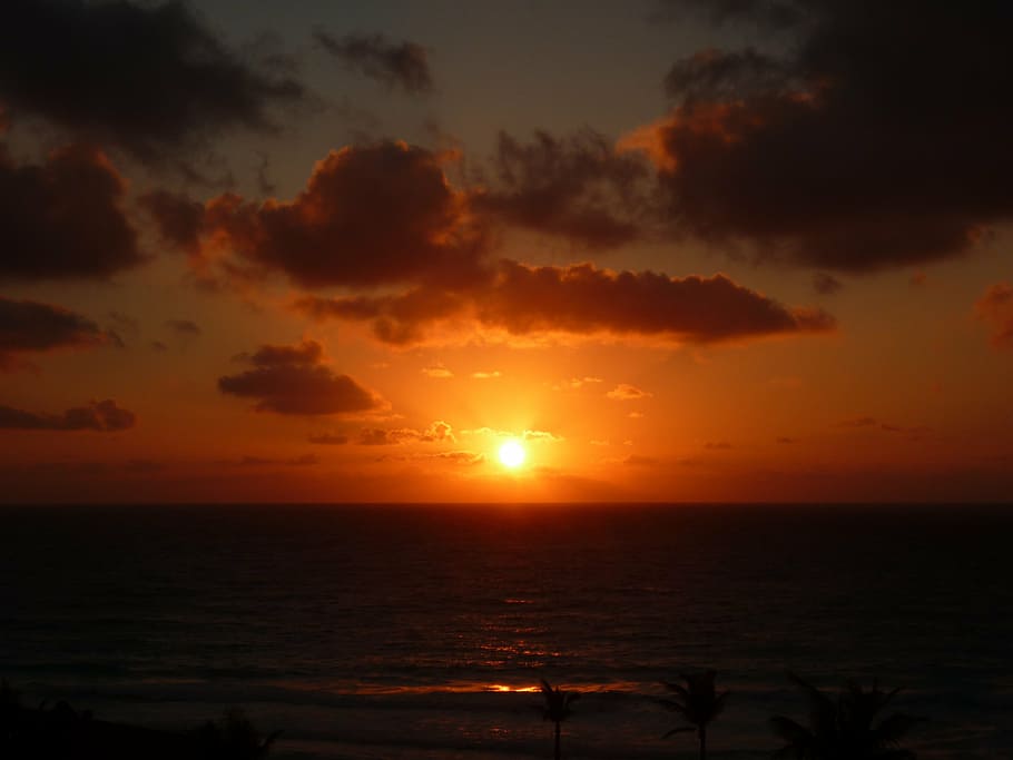 solnedgang udsigt, strand, Mexico, sommer, ferie, solnedgang, hav, natur, skumring, sol, himmel, sollys, orange farve, scenics, sky - himmel, vand, scenics - natur, horisont over vand, horisont, skønhed i naturen, ro, rolig scene, ingen mennesker, idyllisk, afspejling, udendørs, 2K