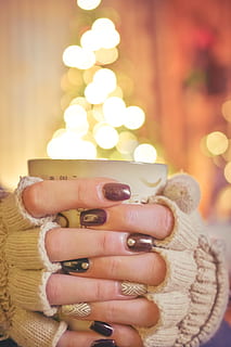 person, holding, white, ceramic, coffee mug, coffe, winter, cold, hot, drink, cup, relax, girl, tea, home, human hand, hand, one person, focus on foreground, human body part, real people, lifestyles, body part, adult, communication, close-up, finger, human finger, technology, front view, portrait, mobile phone, smart phone, nail, obscured face, warm clothing, 5K, CC0, public domain, royalty free