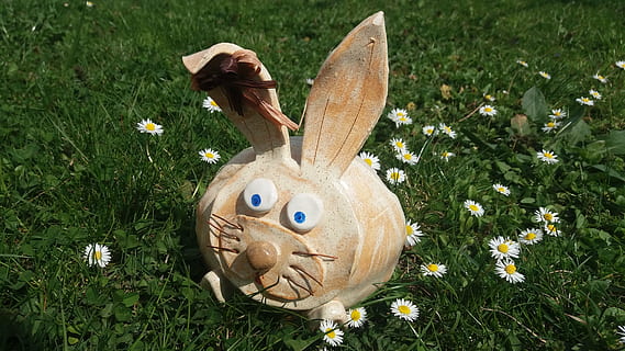 llebre, Pasqua, primavera, planta, herba, representació, planta amb flors, naturalesa, celebració, flor, ou de Pasqua, creativitat, cap gent, representació animal, color verd, dia, camp, art i artesania, ou, festa, conill de Pasqua, a l'aire lliure, 4K, CC0, domini públic, lliure de regalies