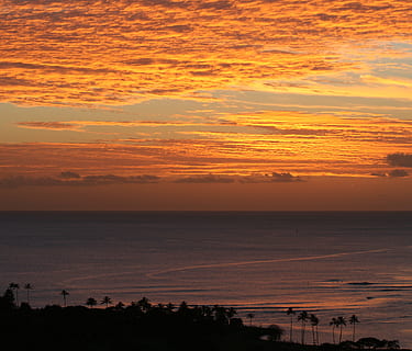 solnedgang, himmel, skyer, aften, skumring, orange, horisont, landskab, udendørs, naturskøn, himlen skyer, sol, natur, ocean, farverig, sommer, scenics - natur, skønhed i naturen, orange farve, sky - himmel, hav, horisont over vand, rolig scene, vand, ro, idyllisk, silhuet, strand, ikke-urbane scene, jord, ingen mennesker, 2K, CC0, offentligt domæne, royaltyfrie