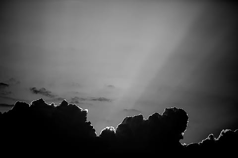 solstråler, b w, sol, stråler, silhuet, natur, nat, ingen mennesker, sky - himmel, scenics, himmel, skønhed i naturen, ro, lav vinkel visning, scenics - natur, træ, udendørs, mørk, rolig scene, dag, idyllisk, miljø, ærefrygt, dramatisk himmel, plante, ildevarslende, 4K, CC0, offentligt domæne, royaltyfrie