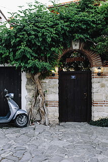 narrow, streets, old, houses, town nessebar, old town, Nessebar, Bulgaria, summer, architecture, town, Europe, travel, vacation, trip, outdoors, building, historic, balkan, unseco, street, no People, transportation, door, mode of transport, built structure, tree, building exterior, mode of transportation, entrance, land vehicle, plant, day, city, motor scooter, house, scooter, nature, garage, wheel, 5K
