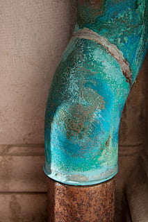 gutter, old, weathered, paint, turquoise, green, close-up, blue, human body part, turquoise colored, indoors, studio shot, people, colored background, wood - material, day, limb, multi colored, body part, retro styled, metal, human limb, 4K, CC0, public domain, royalty free