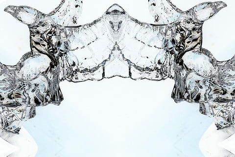 Design, Hidden Faces, Pattern, Bird, shape, abstract, water, backgrounds, ice crystal, cold temperature, no people, snow, nature, winter, close-up, frozen, white color, studio shot, beauty in nature, ice, indoors, environment, abstract backgrounds, silver colored, icicle, 1080P, CC0, public domain, royalty free