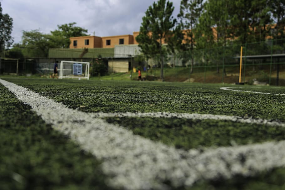zelená, bílý, fotbalové hřiště, zelené louky, futbol, venku, tráva, zelená barva, hospodařit, zemědělství, pole, venkovské scény, oříznutí, stavba, sport, architektura, rostlina, exteriér budovy, selektivní zaměření, Příroda, budova, Dům, strom, den, povrchu, náhodné osoby, hřiště, rezidenční čtvrti, fotbal, lidé, 5K