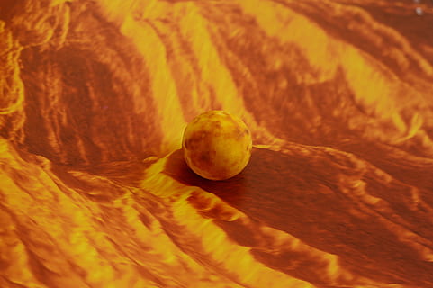 Planet, Modell-, Venus, Lebensmittel, Essen und Trinken, Obst, gesundes Essen, keine Leute, Wohlbefinden, Frische, Nahansicht, Gelb, orange Farbe, Natur, draußen, Samen, einzelnes Objekt, Schönheit in der Natur, reif, Himmel, Studioaufnahme, Tag, Bewegung, 2K, CC0, gemeinfrei, lizenzfrei